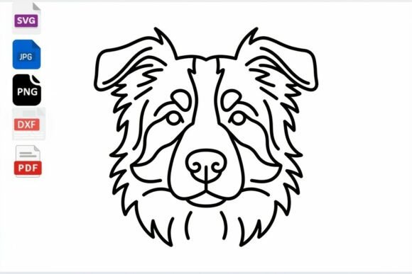 Australian Shepherd Dog Face Line Art Review