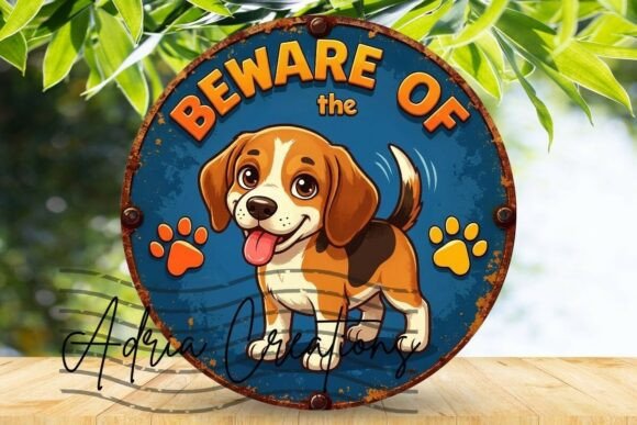 Beware of the Dog Door Sign Embroidery Design