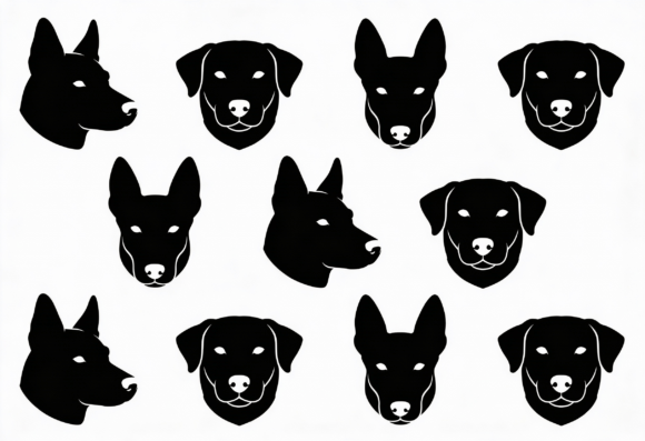 Black Dog Head Silhouettes Vector Review