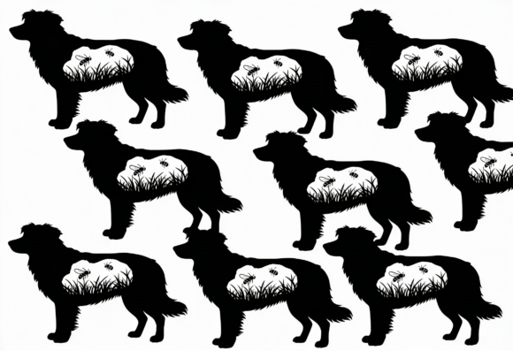 Dog and Bee Silhouette Art Print Review