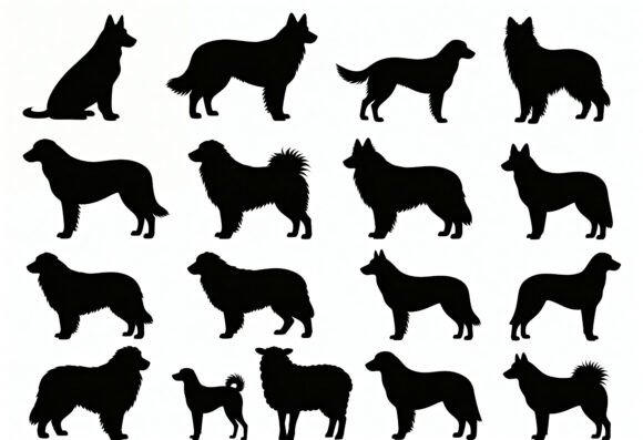 Dog Breed Silhouettes Vector Art