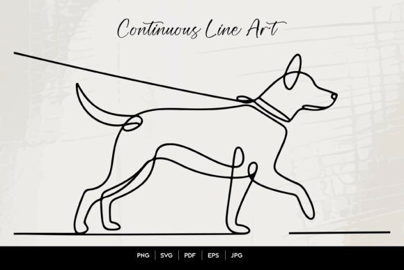 Dog on Leash Line Art Review for Embroidery Projects