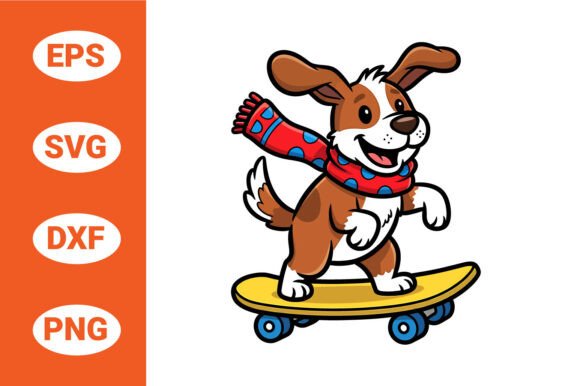 Dog Riding Skateboard Cartoon Vector Review