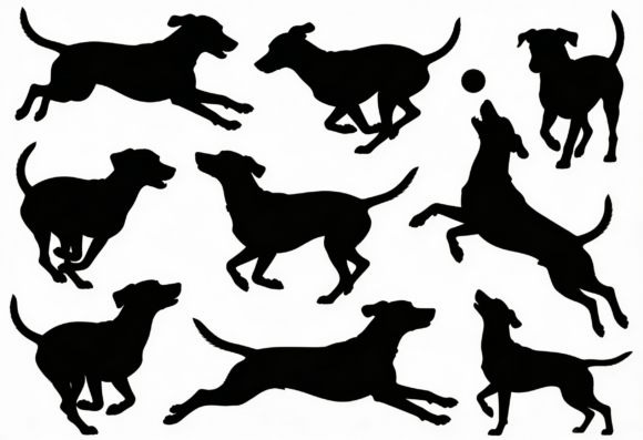 Dog Silhouette Clipart Running Jumping Review