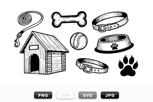 Hand Drawn Dog Supplies Clipart Review