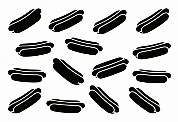 Hot Dog Icon Pattern Black White Vector Review