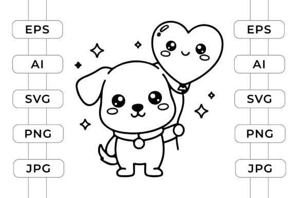 Kawaii Dog with Heart Balloon Embroidery Review