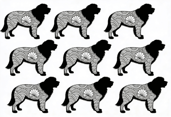 Newfoundland Dog Mandala Silhouette