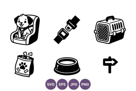 Pet Travel Icons Black White Vector Review