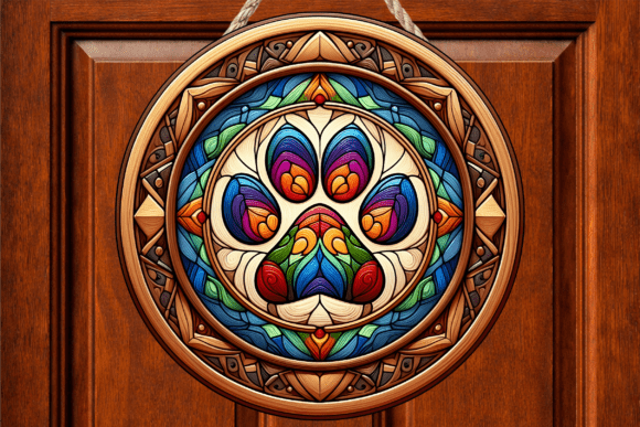 Stained Glass Dog Paw Print Door Sign Review