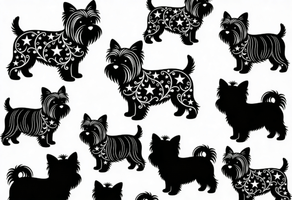 Yorkshire Terrier Dog Silhouette Star Embroidery Design Review